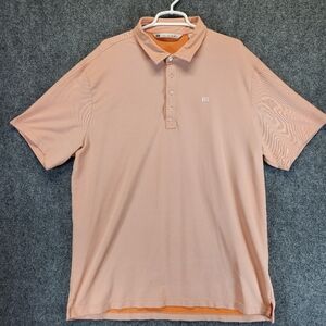 Travis Mathew Men's Golf Polo 2XL Orange Cotton Lycra Short Sleeve Logo Casual